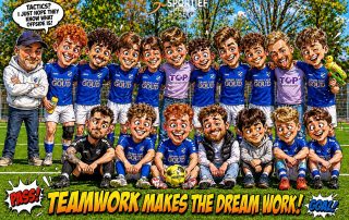 VV LEO 2 elftalfoto karikatuur - © Sportief Assen